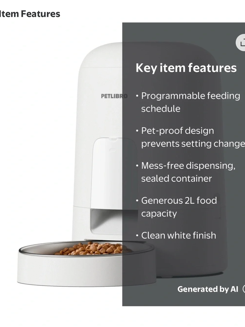 White Automatic Dog Feeder with Detachable Bowl - PLAF108